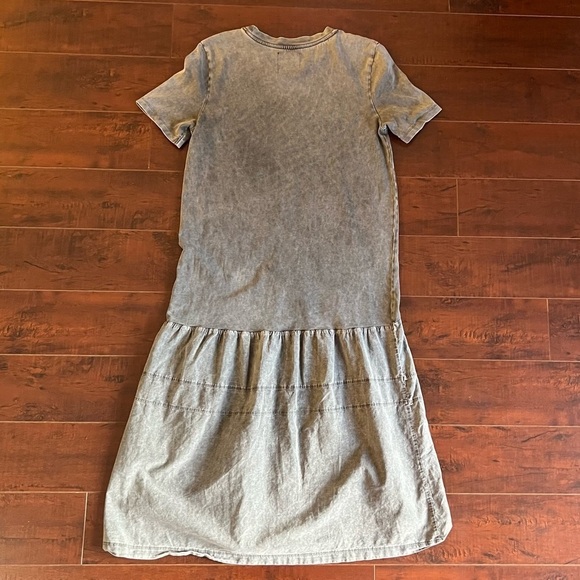 ZARA Acid Wash Drop Waist T-Shirt Midi Dress Gray Size Medium - Picture 5 of 12